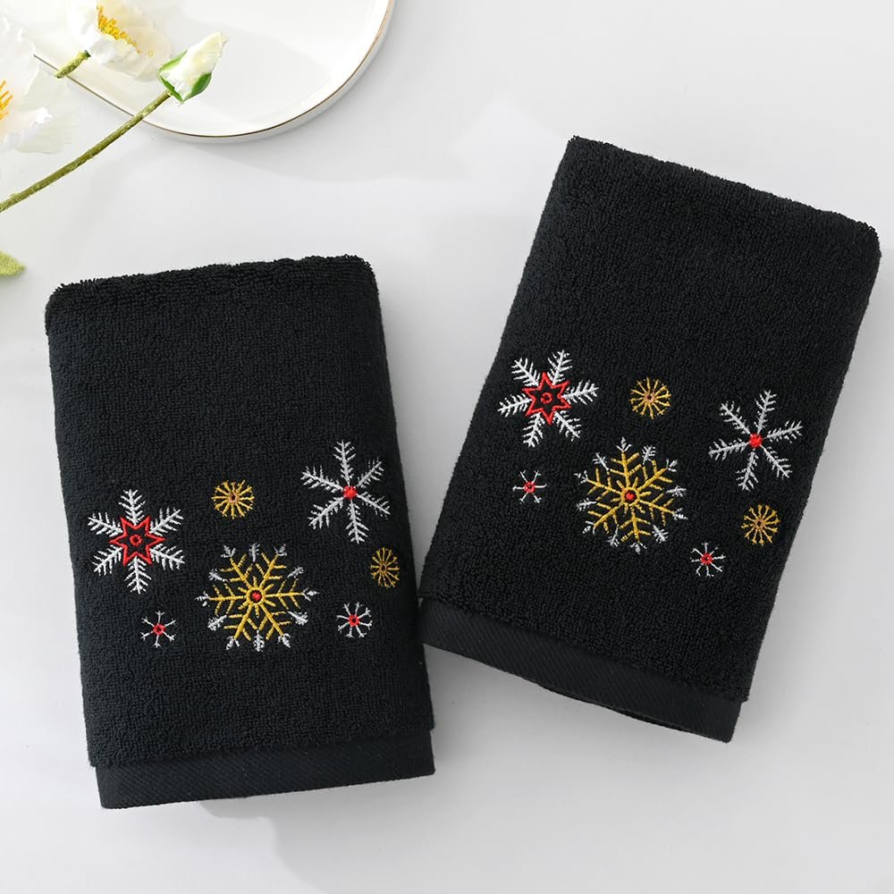 Набір рушників для ванної YiLUOMO Christmas Snow Embroidered 2 шт. 100% бавовна 33 x 73 см, фото №4