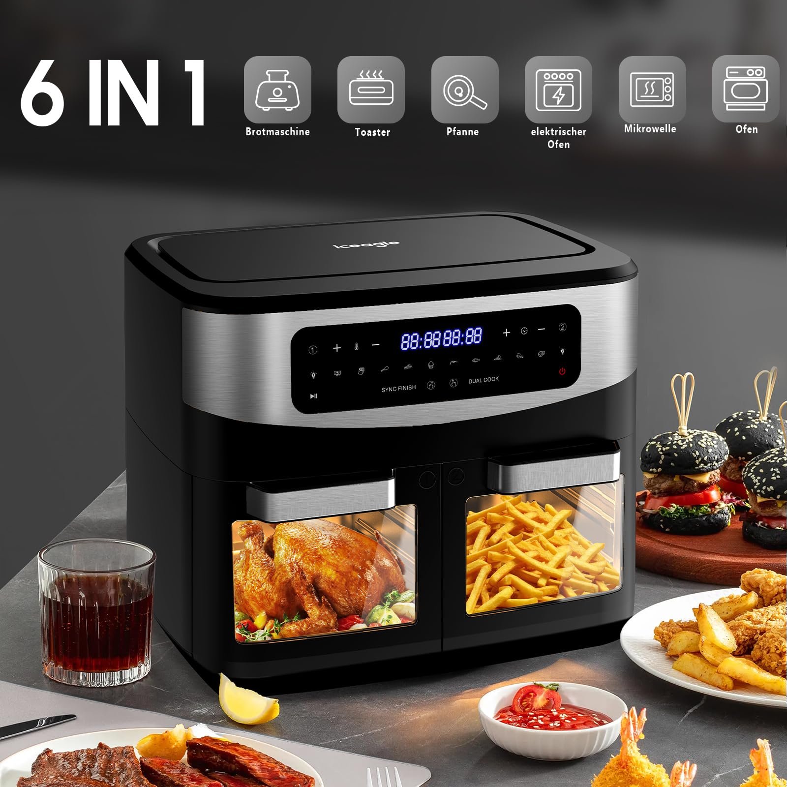 Двокамерна Мультипіч XXL 12 л 2600 Вт 10 програм Sync Finish & Dual Cook, фото №7 Двокамерна Мультипіч XXL 12 л 2600 Вт 10 програм Sync Finish & Dual Cook, фото №7