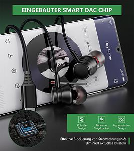 Наушники USB C для Samsung S24 S23 Ultra A54 A55 A34 S22 S21 с кабелем USB C с микрофоном synthetic.ua - Фото 1