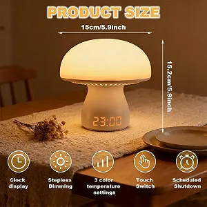 LED Настільна лампа Mushroom Lamp Wireless Touch Dimmable Clock 3600 mAh synthetic.ua - Фото 1