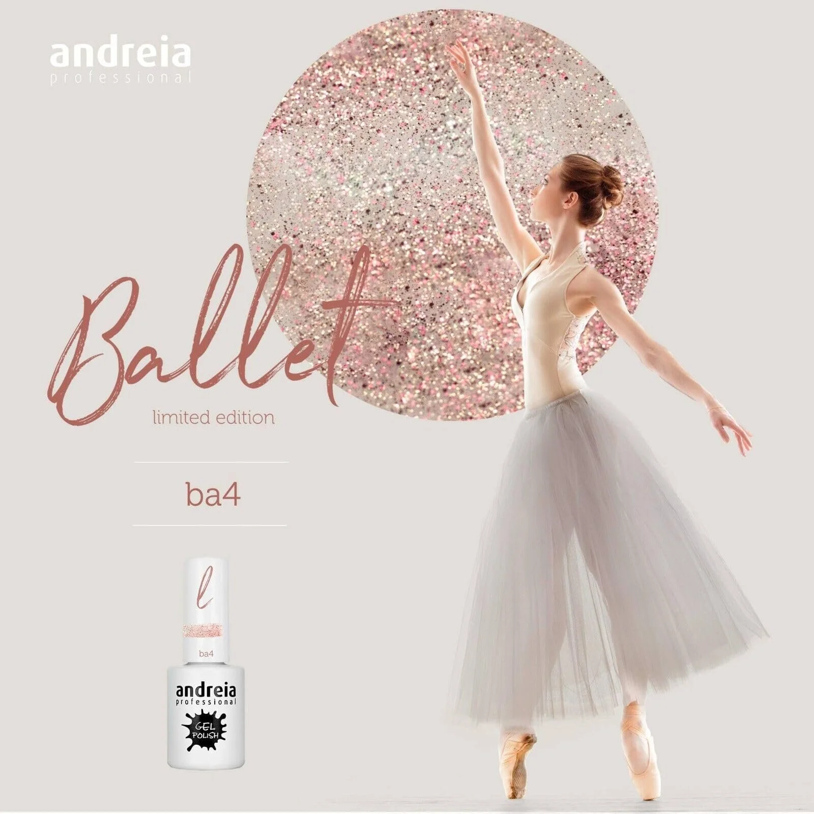 Гель-лак Andreia Professional BA4 Розовый Глиттер Коричневые Оттенки 10.5 мл, фото №3 Гель-лак Andreia Professional BA4 Розовый Глиттер Коричневые Оттенки 10.5 мл, фото №3