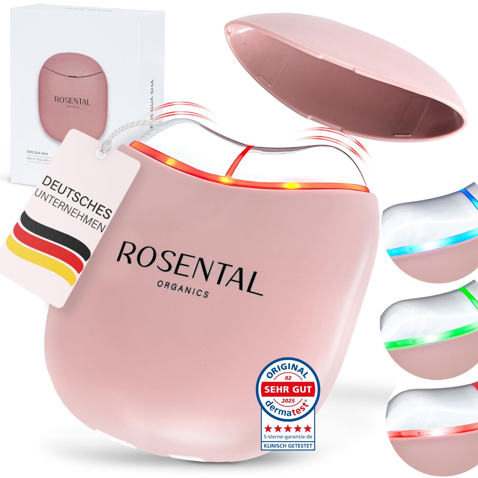Масажер для обличчя EMS Gua Sha Rosental Organics - світлодіодна терапія синім, зеленим і червоним світлом - для контурної, пружної шкіри та рівного кольору обличчя - для всіх типів шкіри, фото №8