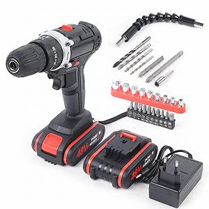 Дриль-шуруповерт LENJKYYO Cordless Drill 48 VF LED з 2 батареями 1350 об/хв 21 В synthetic.ua - Фото 1