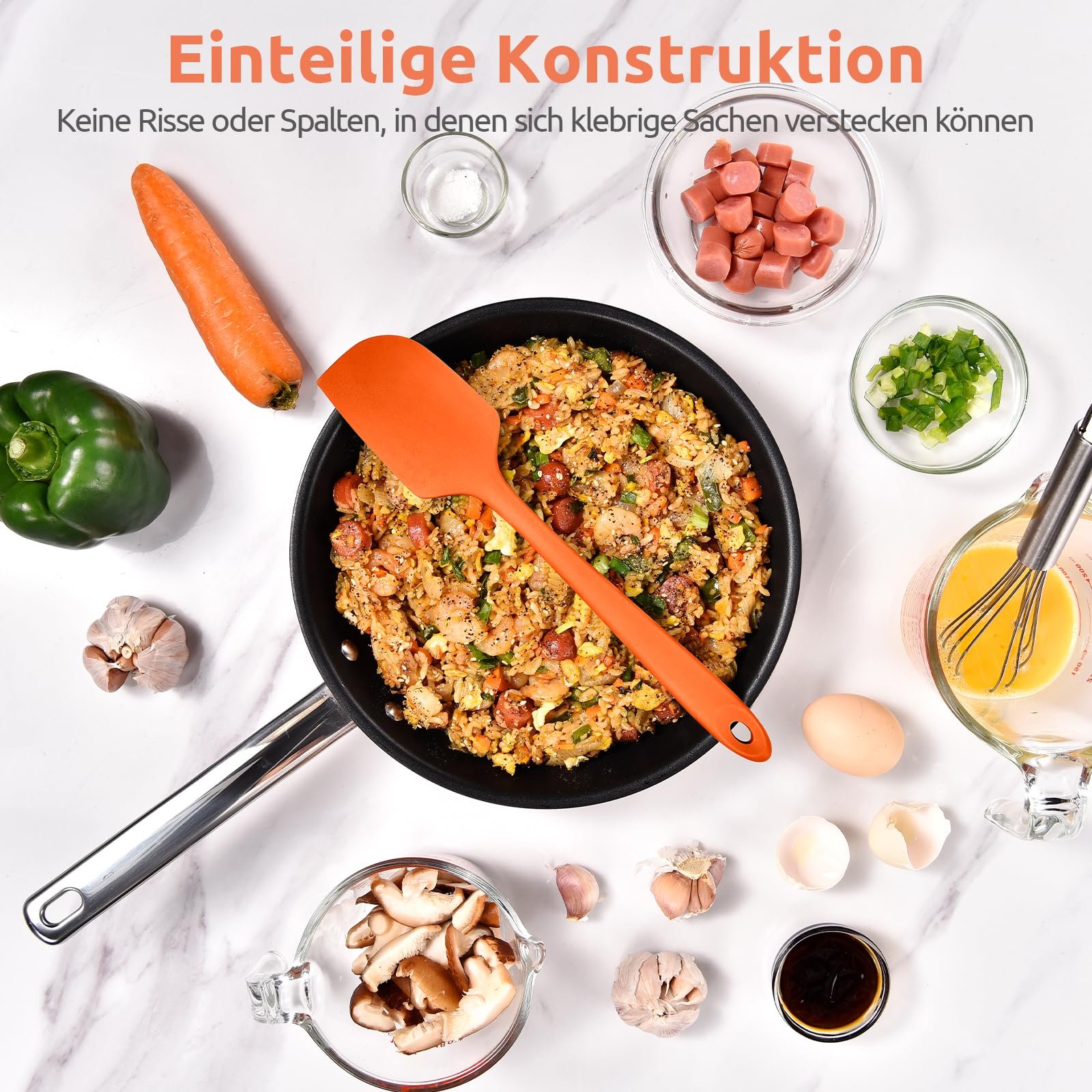 Лопатка-ложка U-Taste силиконовая гибкая 28,9 см термостойкая до 315,6 °C Оранжевая, фото №8