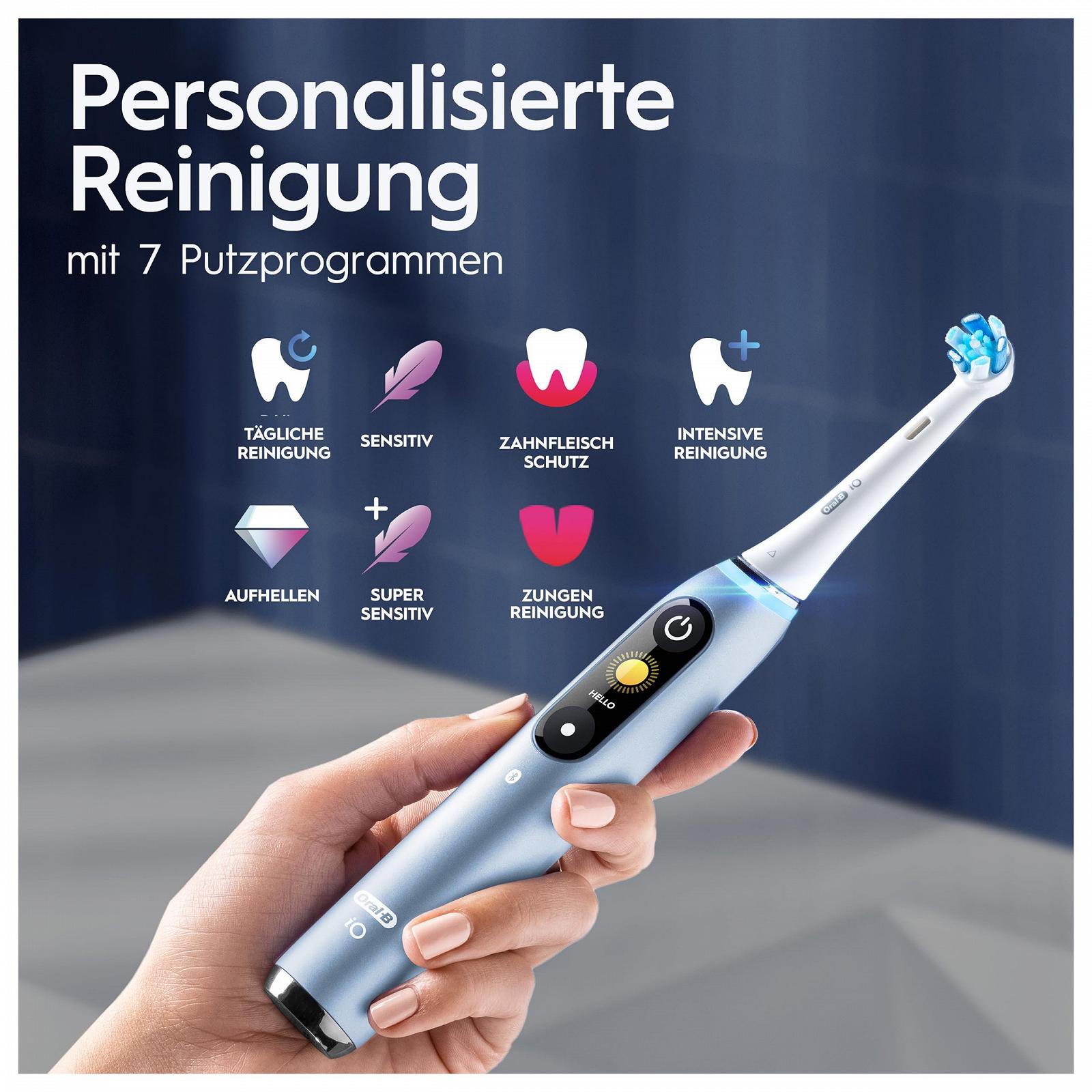 Зубная щетка электрическая Oral-B iO Series 9 Luxe Edition, 7 режимов чистки, магнитная технология и 3D-анализ, цветной дисплей, чехол для зарядки, Aqua Marine, фото №6