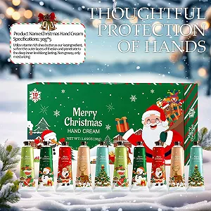 Крем для рук Christmas Mini Набор из 10 рождественских кремов для рук, растительный аромат, крем для ухода за очень сухой кожей рук, подарок на Рождество, День рождения synthetic.ua - Фото 1