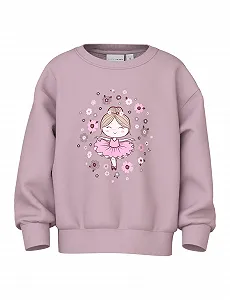 NAME IT Лонгслив Nmfviloui RLX Sweat Bru для девочек - Фото 1