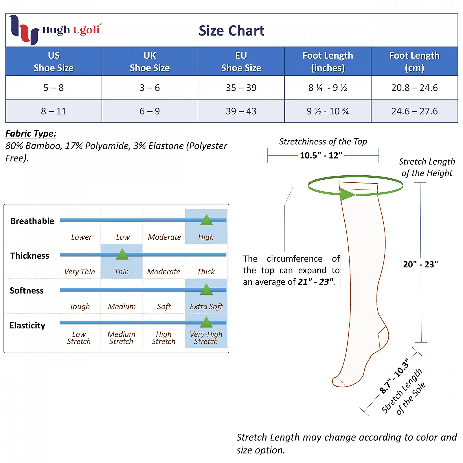 Шкарпетки до коліна Hugh Ugoli Bambus, жіночі (4 пари), фото №7