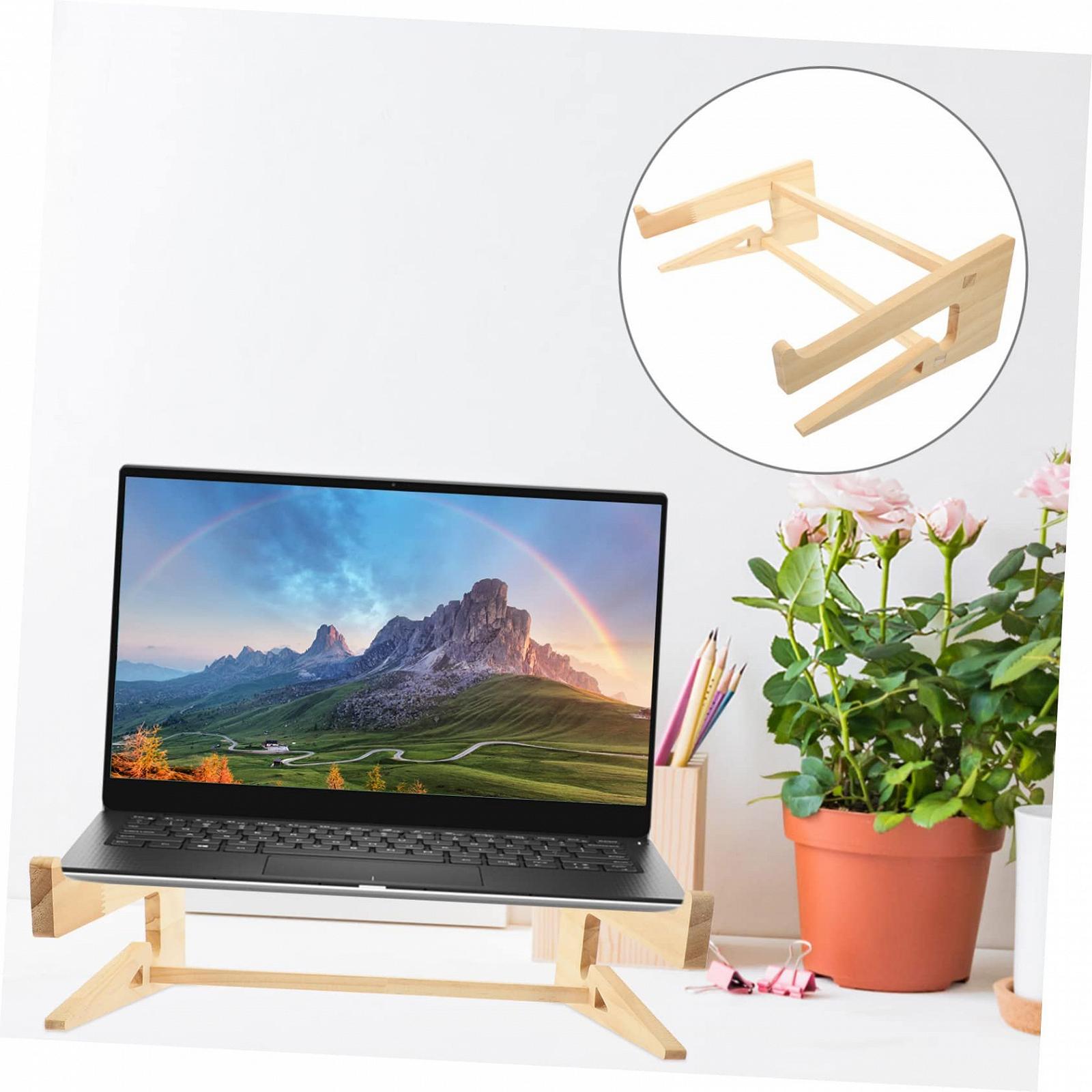 Підставка для ноутбука Дерев'яна Підвищення для ноутбуків 14,8-17,6 дюймів Cиліконове посилення Стабільна Вентильована для офісу дому та ігор, фото №6