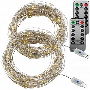 Гірлянда Lunartec USB, 100 світлодіодів, 8 режимів, 10 м, теплий білий, набір 2 шт. - Фото 1