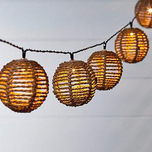 Гірлянда Lights4fun Solar Rattan Ball Lantern 10 LED теплий білий - Фото 1