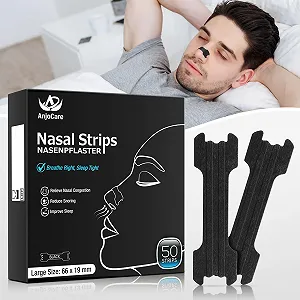 Пластирі на ніс 50 шт., Надміцні смужки для носа проти хропіння та для полегшення закладеності носа - Фото 1
