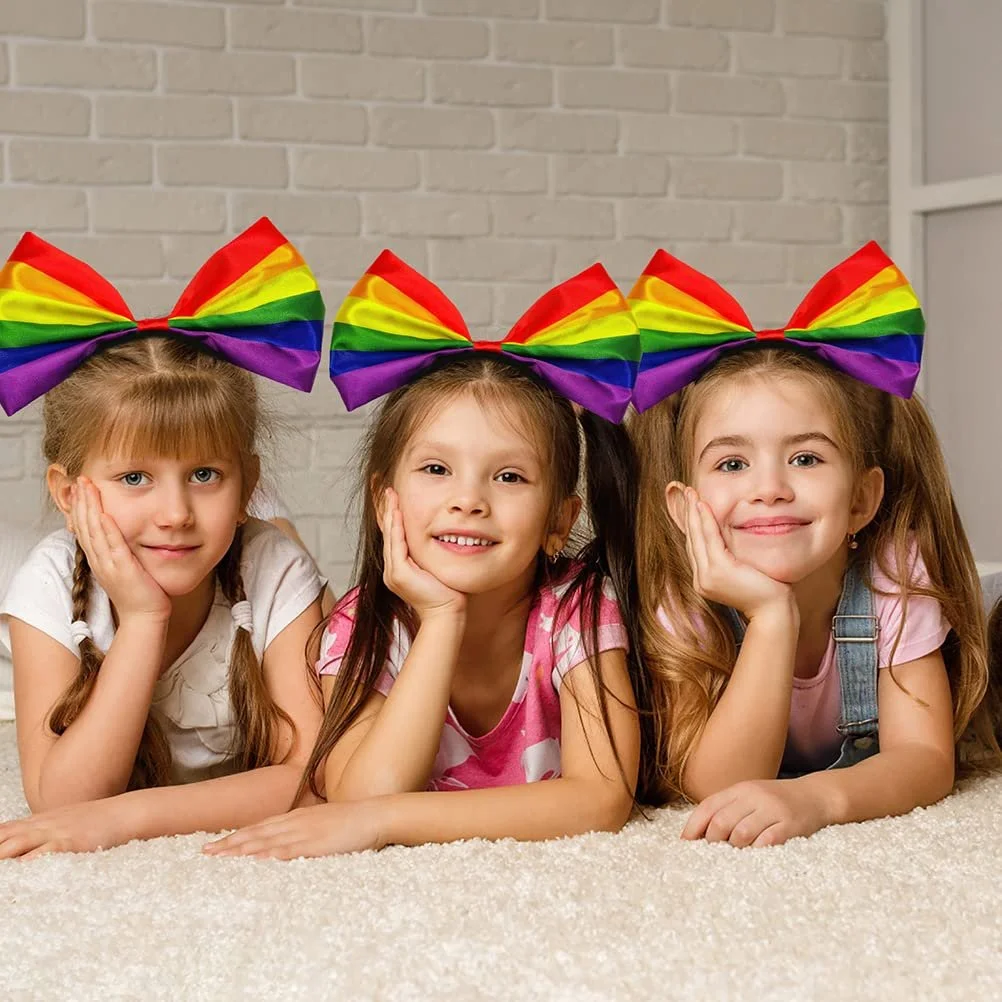 Обруч для волос с радужным бантом, фото №8