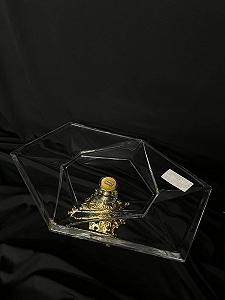 Блюдо, цукерниця кришталь на золотій ніжці 37х33 см synthetic.ua - Фото 1