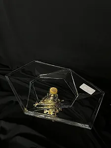 Блюдо, цукерниця кришталь на золотій ніжці 37х33 см synthetic.ua - Фото 1