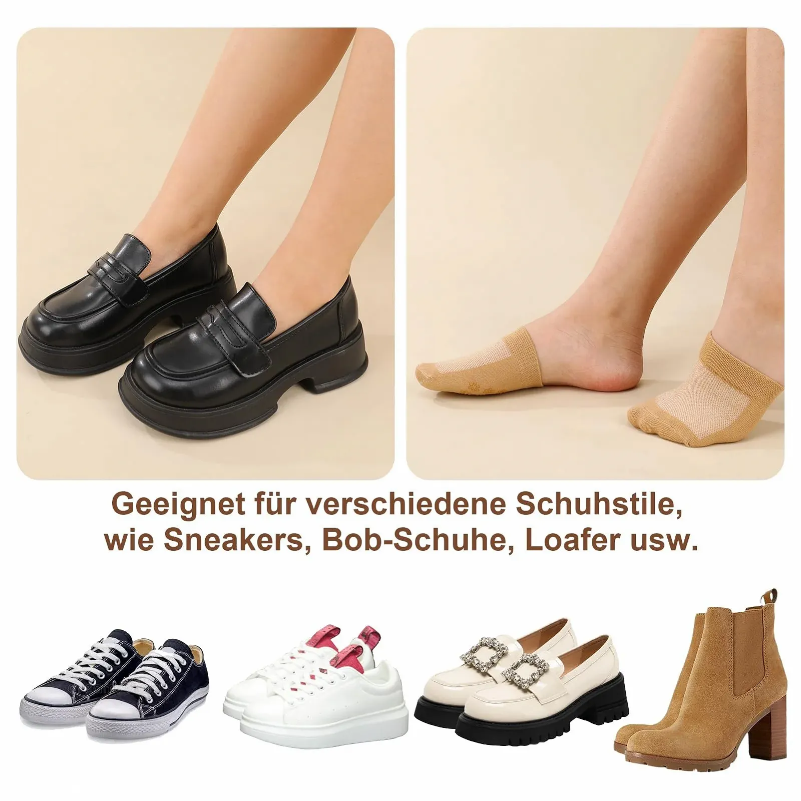 6 пар носков для передней части стопы, силиконовые, невидимые носки, нескользящие полуноски, носки для пальцев, женские балетки, носки для высоких каблуков, фото №5