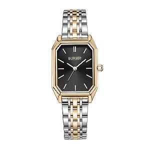 Женские часы BURKER Isabell Прямоугольные Аналоговые Кварцевые 28 мм Черные Золотые Серебряные - Фото 1