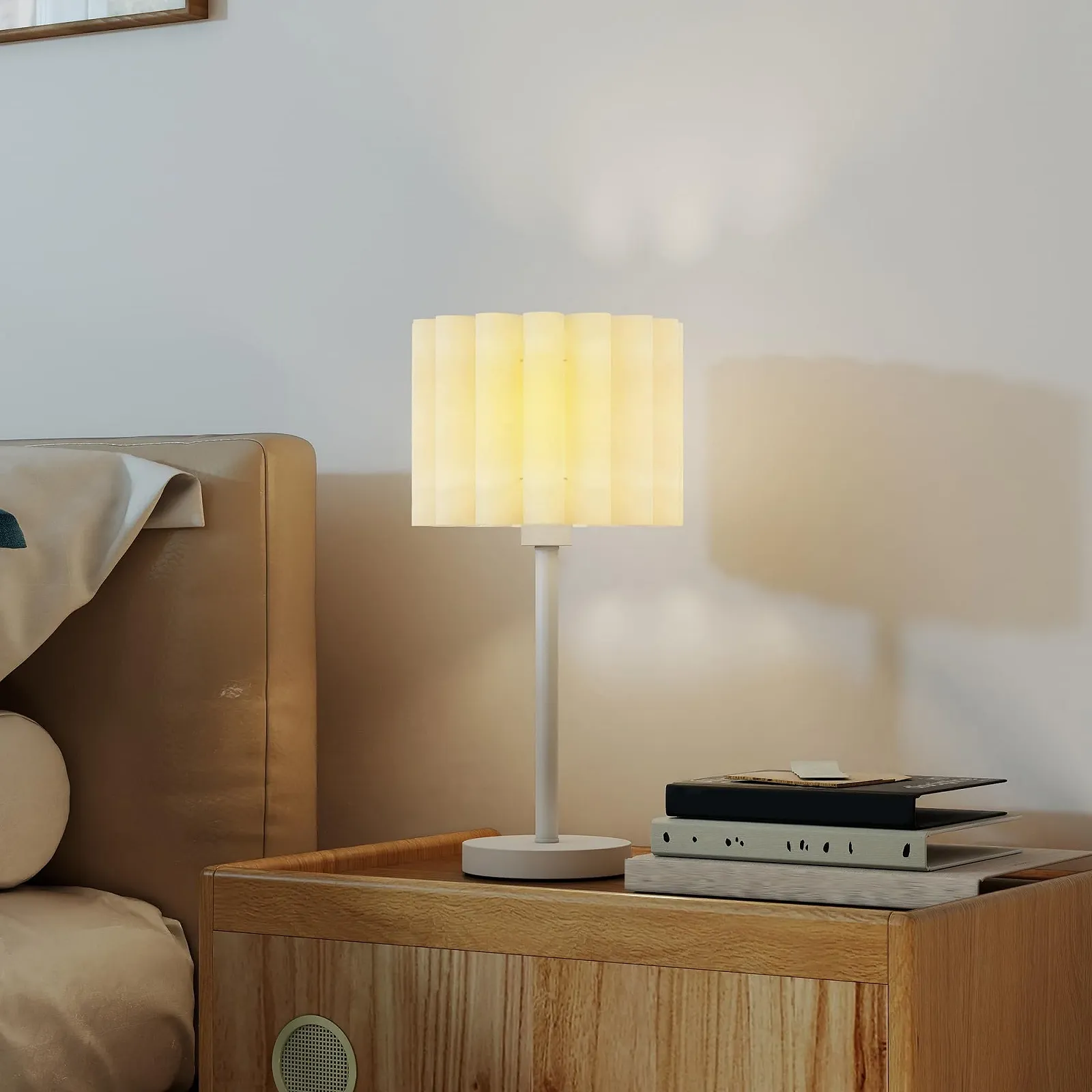 Настільна лампа HOMCOM з хвилястим абажуром E27 Біла, фото №8