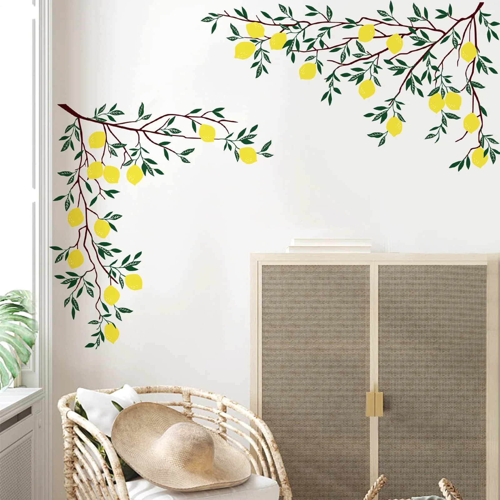 Настінна наклейка Supzone Lemon Tree Lemon Branch Green Leaves, фото №3