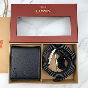 Подарочный набор для мужчины Levis мужской кожаный ремень и кошелек из натуральной кожи в подарочной коробке synthetic.ua - Фото 1