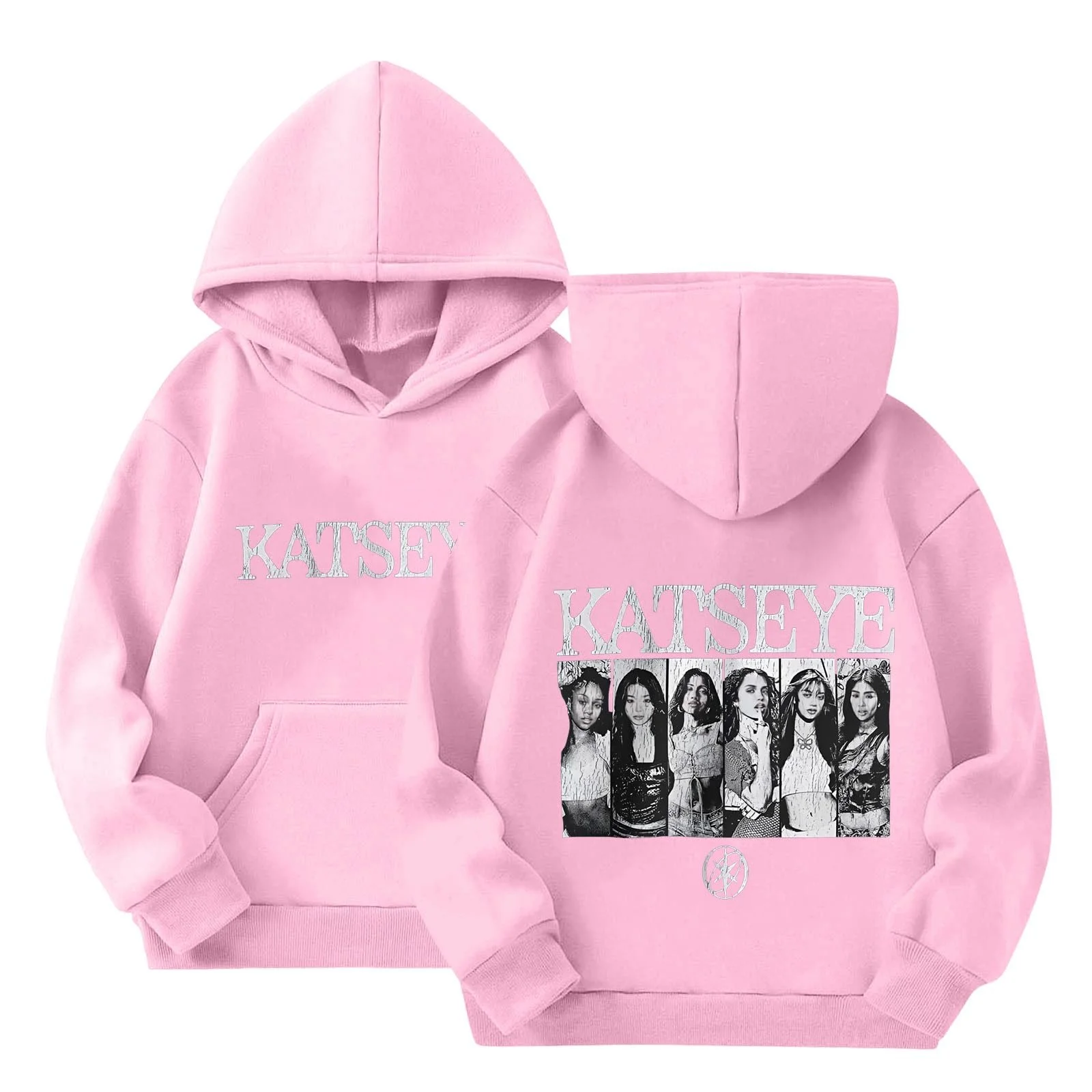 Худи Katseye Oversize для девочек, Модный свитшот с капюшоном, Ретро модель, Зимний джемпер для мальчиков и детей, Повседневный стиль Harajuku, Элегантный и уютный джемпер, Специально разработан, фото №1