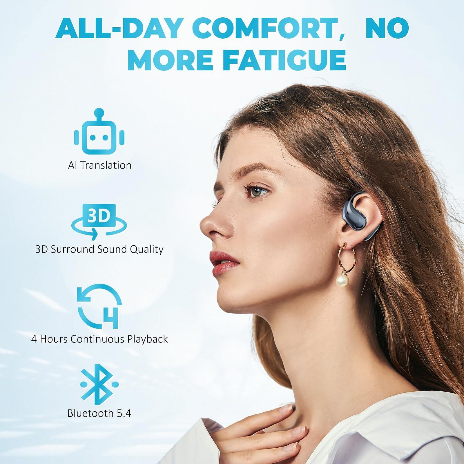 Навушники-перекладачі AI, 3-в-1 з підтримкою 135 мов через додаток, 4 режими перекладу, в реальному часі, фото №3