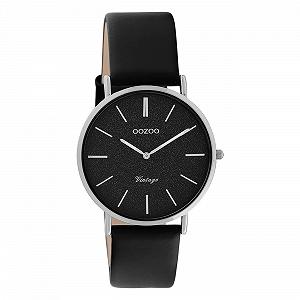 Женские часы Oozoo C20208 Vintage Series Аналоговые Черный Кожаный ремешок - Фото 1