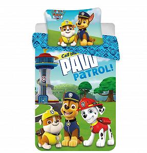 Дитяча постільна білизна JFabrics Paw Patrol, двостороння, 100 x 135 см + наволочка 40 x 60 см, Маркус Чейз і Рубен - Фото 1