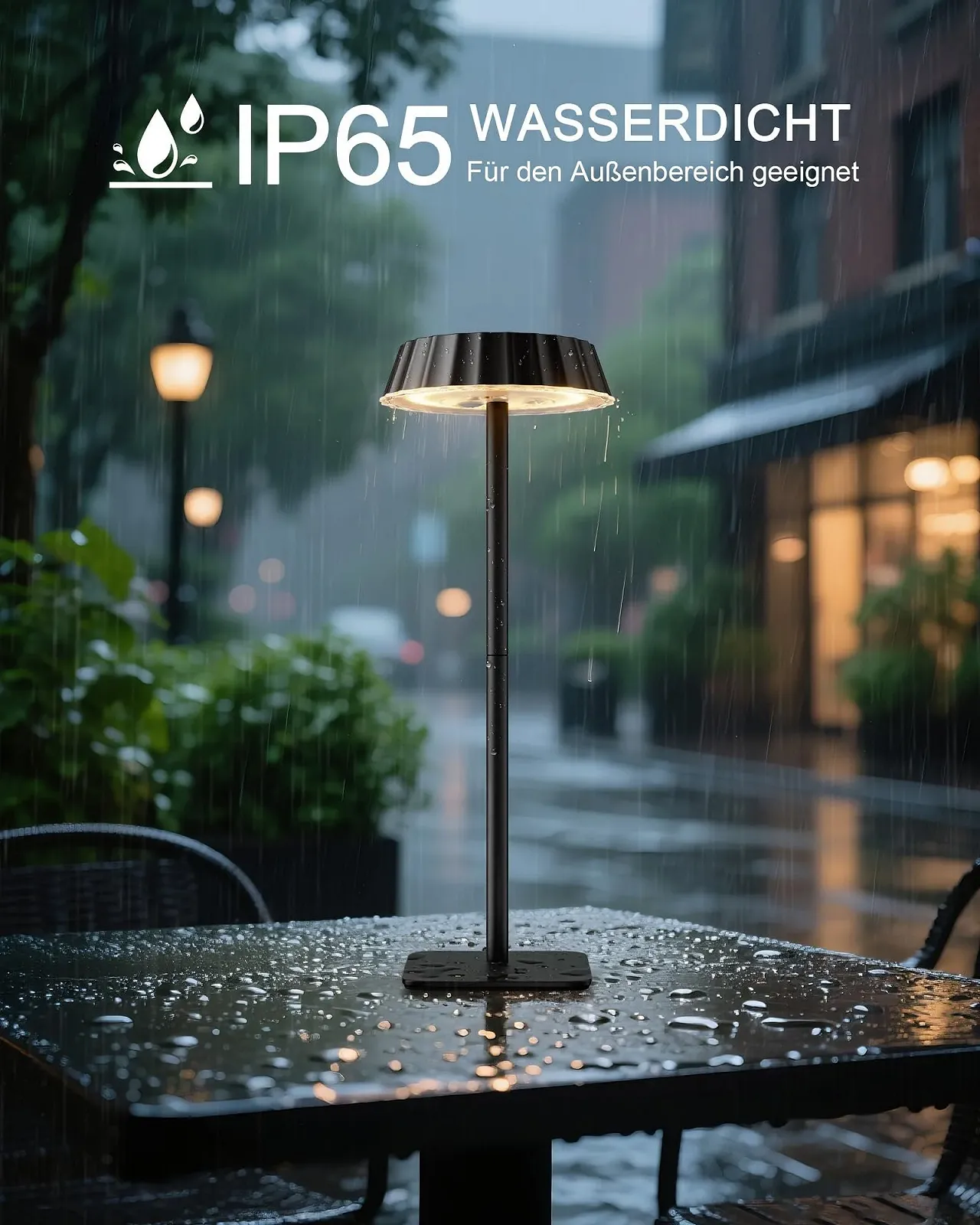 Настільна лампа EppieBasic бездротова акумуляторна набір з 2 шт 18 W швидка зарядка 3 колірні температури диммована IP65 водонепроникна чорна, фото №4