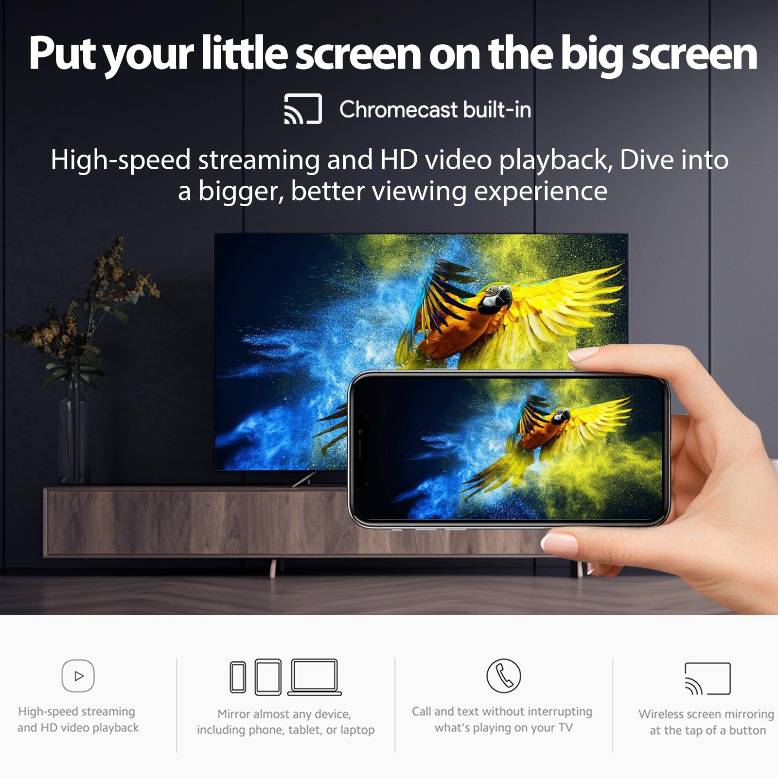 ТВ-стік Xiaomi 4K, Mi Streaming Android TV Stick, вбудований Chromecast, Bluetooth IR пульт дистанційного керування, сумісний з голосовим помічником Google, підтримка Dolby Atmos, Dolby Vision та DST HD, фото №6