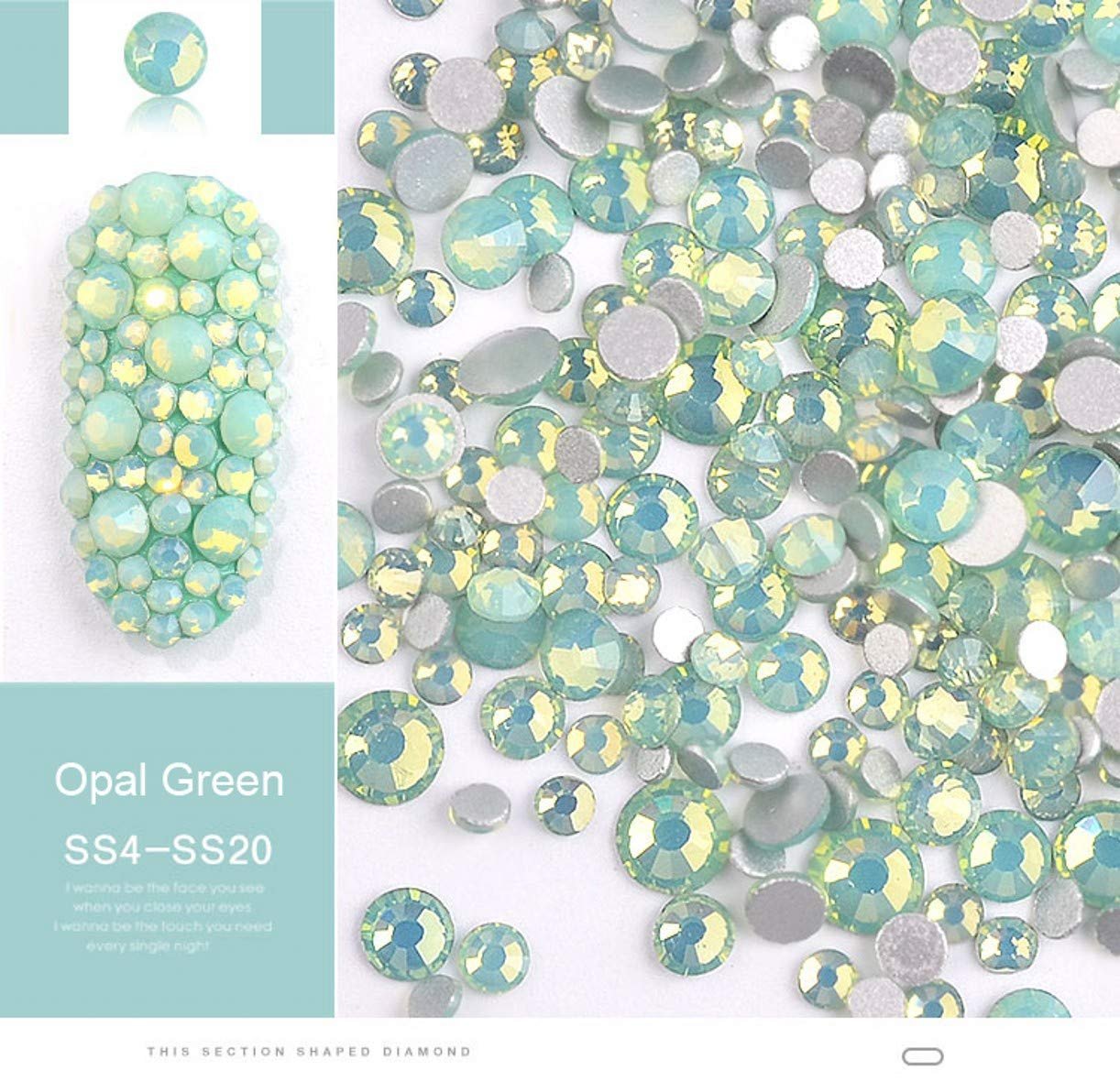 Стразы для ногтей ZHONGJIUYUAN Опал Кристалл 3D Декорации Разные цвета и размеры, 1400 шт, фото №5