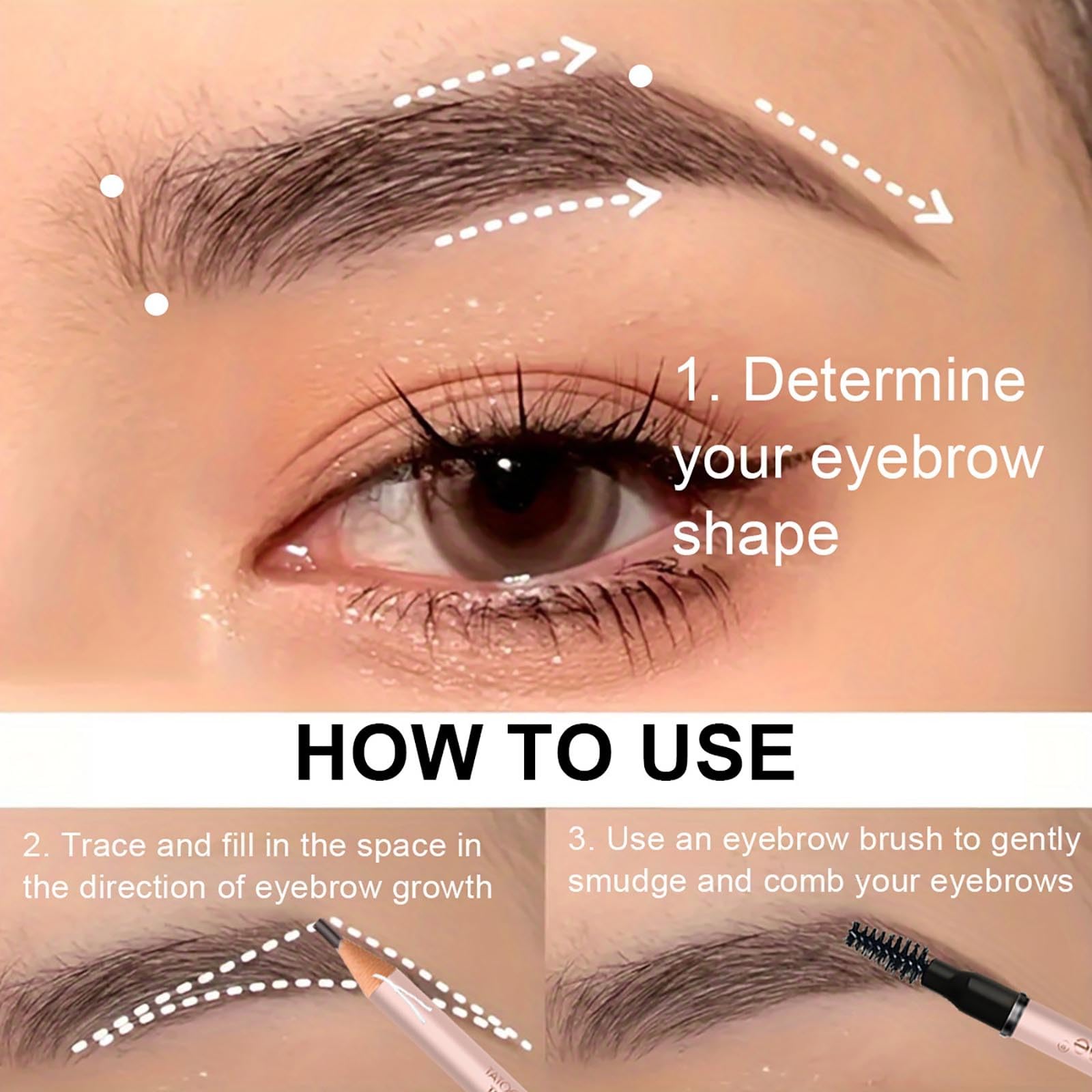 Трафарет для бороди з подвійною головкою трикутний олівець для брів B One Size, фото №7