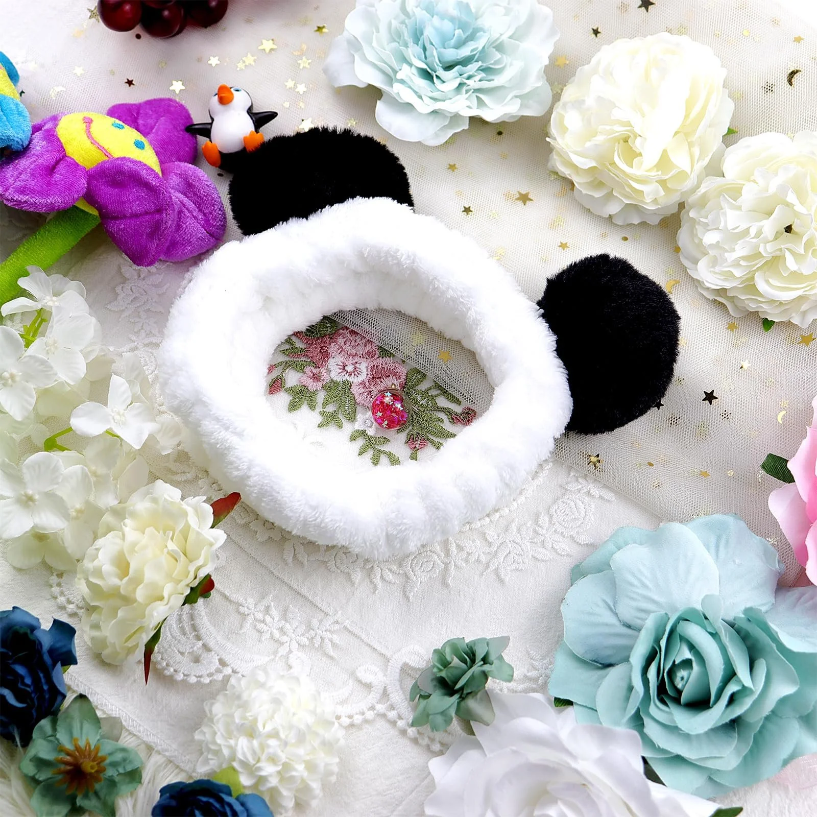 Пов'язка для макіяжу Panda, 2 шт., Плюшева, фото №5