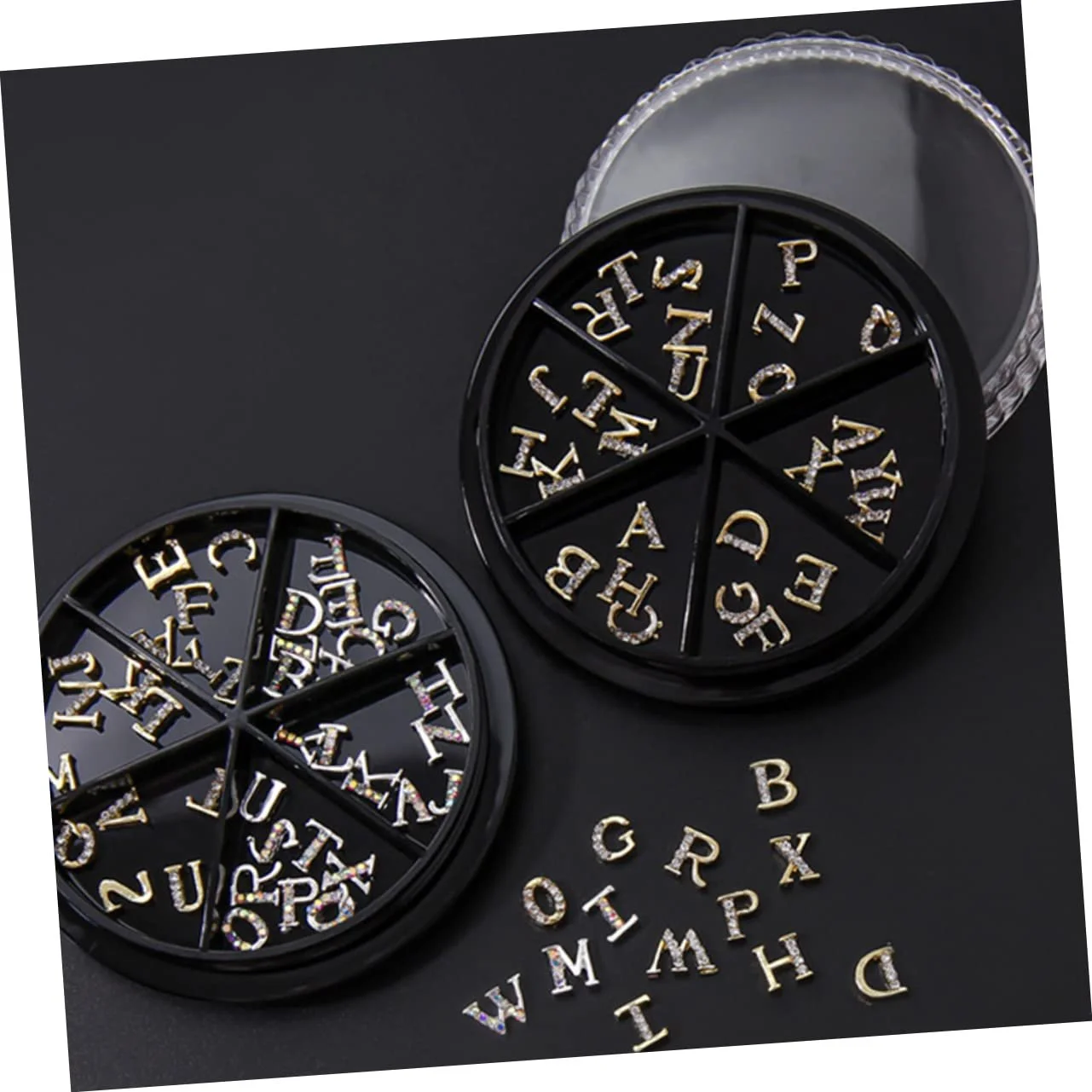 Подвеска для ногтей LALAFINA Алфавит, 52 шт., золотистый, фото №5