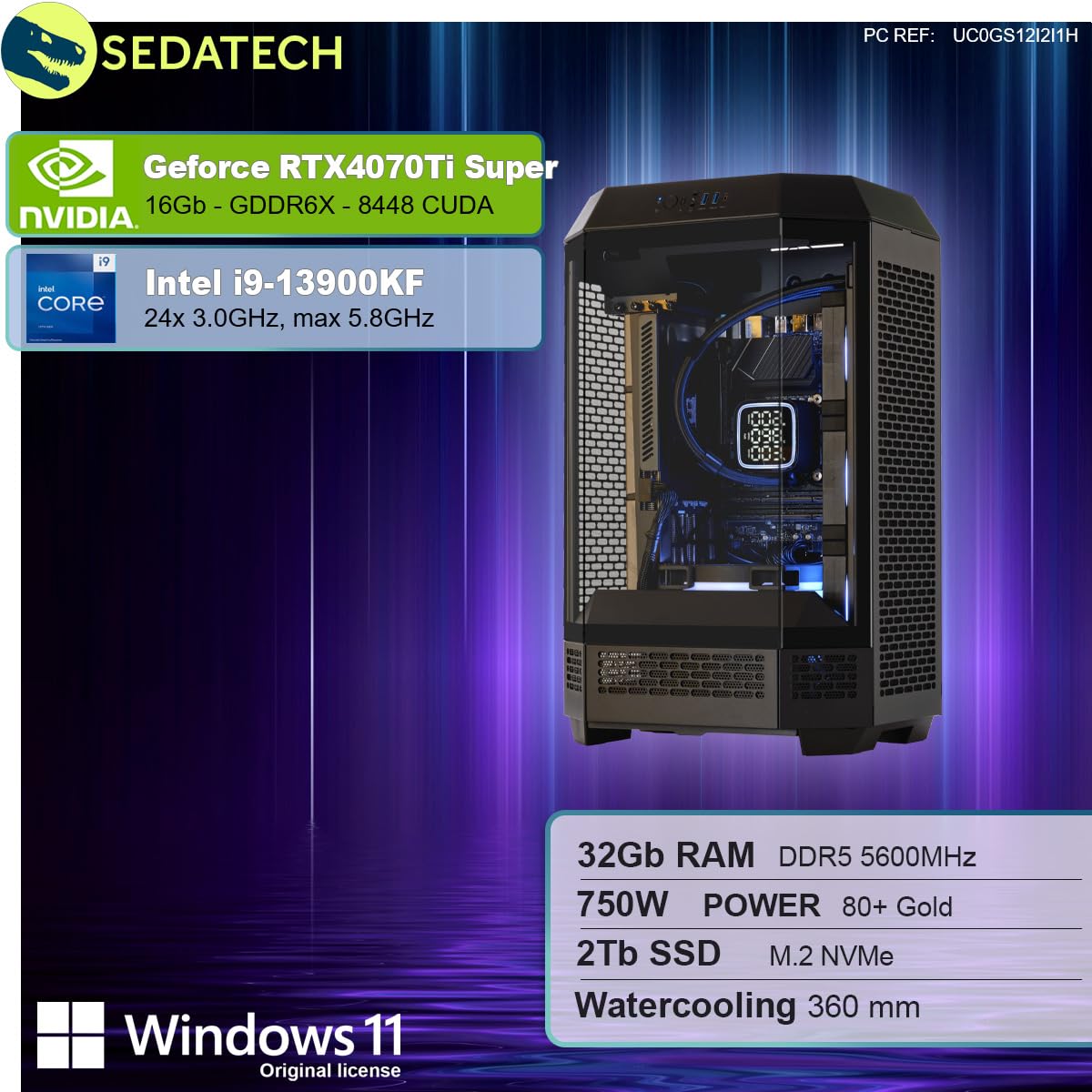 ПК Sedatech Pro Gaming Water Cooling Intel i9-13900KF RTX4070Ti Super 32GB DDR5 2TB SSD M.2, фото №2