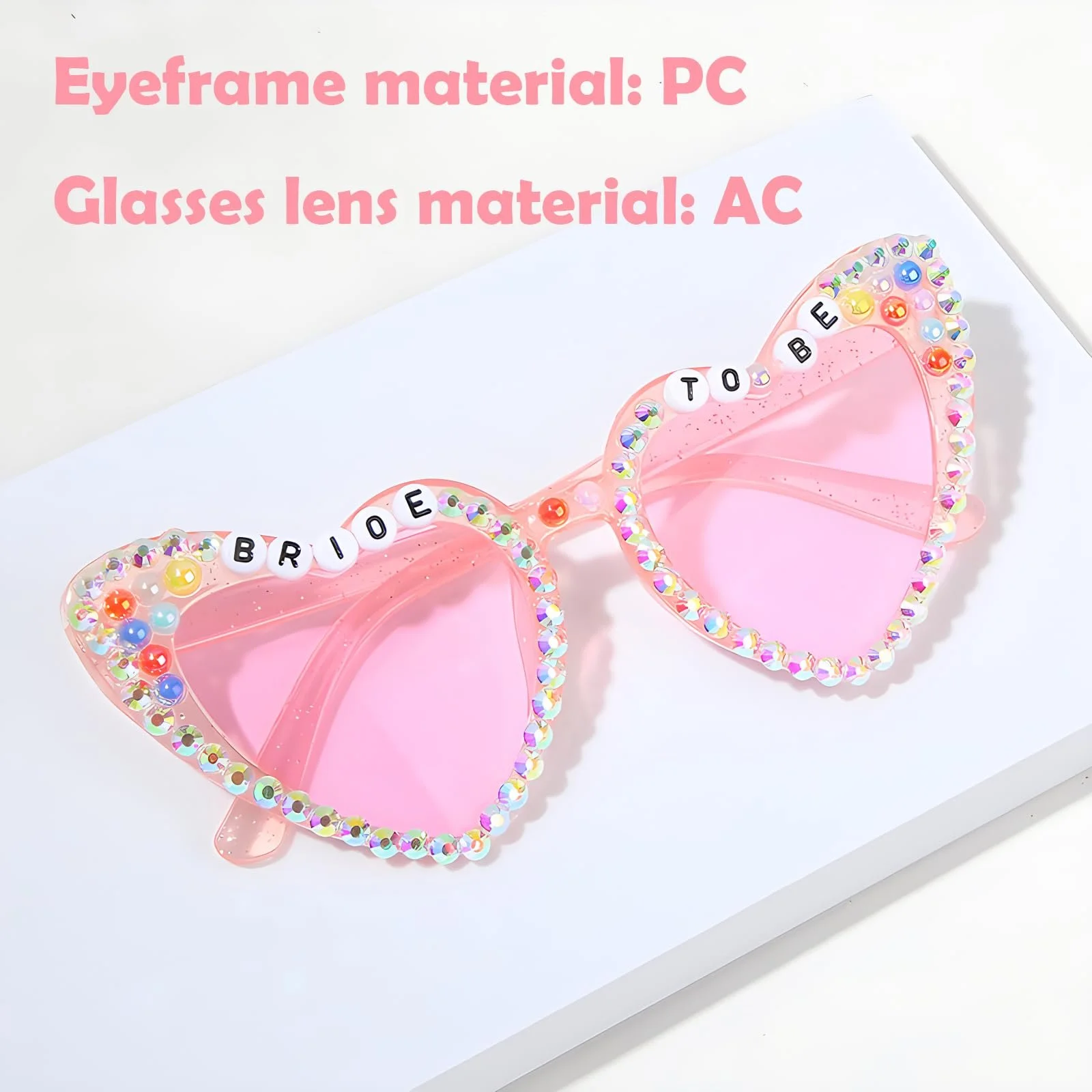 Солнцезащитные Очки Сердцевидные LHLZNB Разноцветные Стразы Розовый, фото №3 Солнцезащитные Очки Сердцевидные LHLZNB Разноцветные Стразы Розовый, фото №3