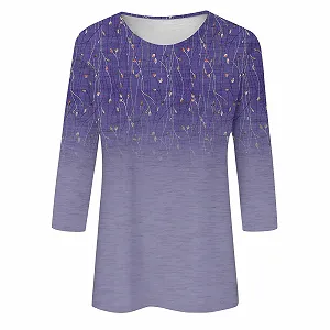 Рубашка Женская Floral Printed Crew Neck 3/4 Sleeve Свободный Размер synthetic.ua - Фото 1