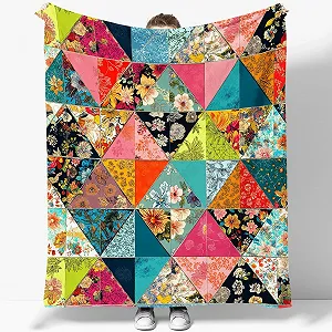 Фланелевое одеяло Геометрия Градиент Цвета Цветочный узор Плюшевое Легкое Флисовое Покрывало Одеяла, 150 x 200 см Мягкое одеяло для дивана и кушетки на все сезоны Красный Зеленый synthetic.ua - Фото 1