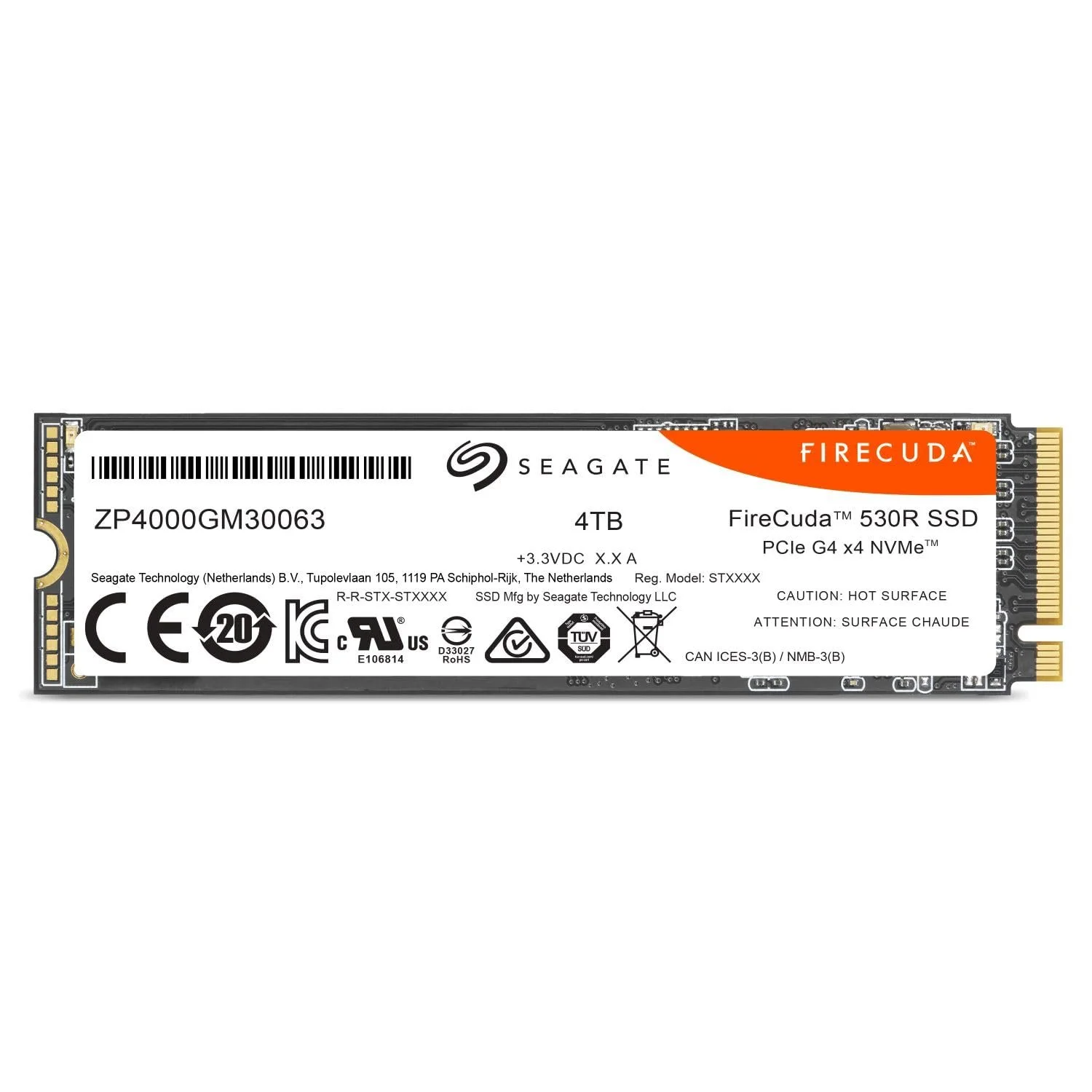 SSD Seagate FireCuda 530R ZP4000GM3A063 4 ТБ NVMe M.2 PCIe Gen4 x 4 7400 МБ/с 3D TLC NAND 5050 TBW, фото №10