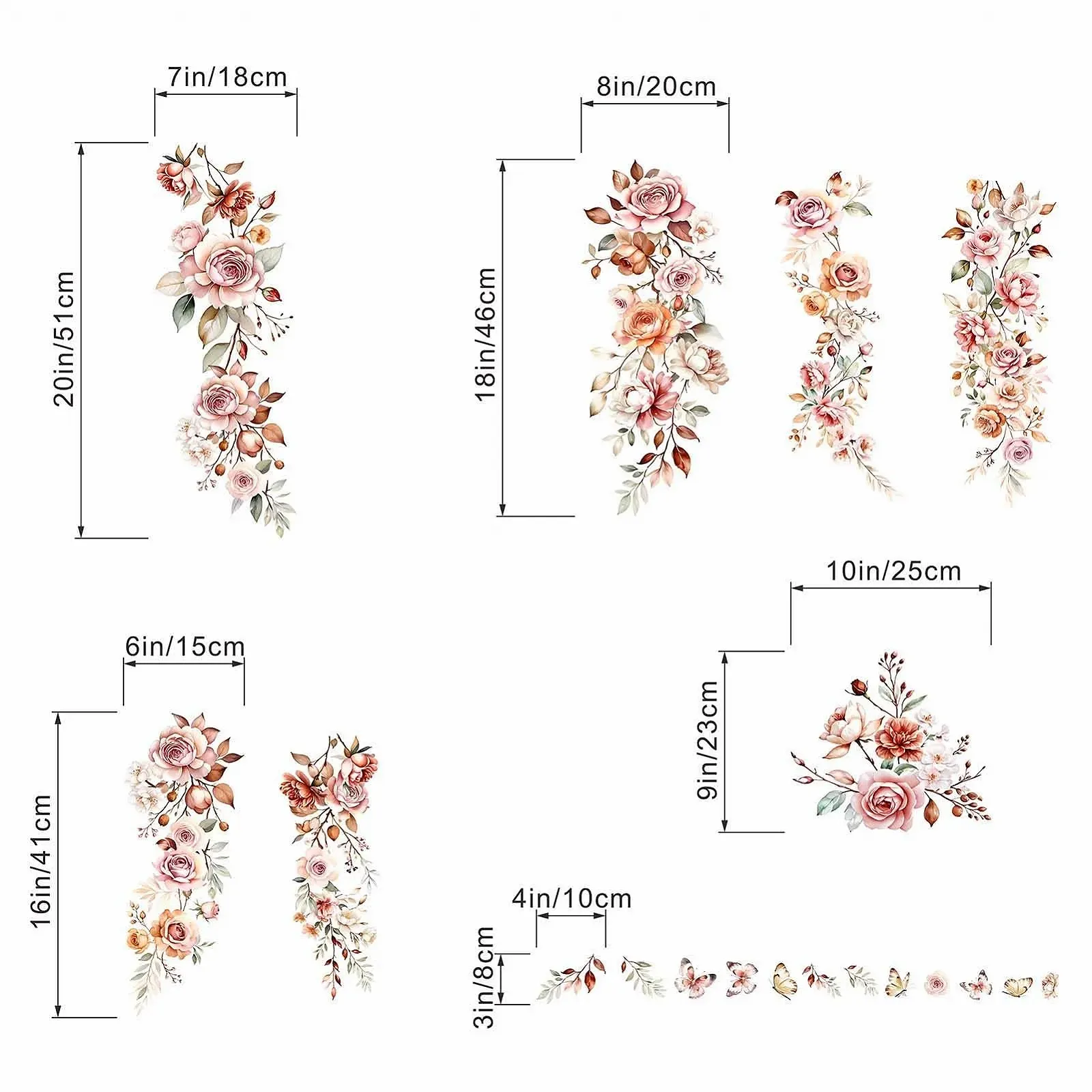 Наклейка на стіну Amimagen Wildflower Висячі квіти Самоклейна Водостійка PVC, фото №4