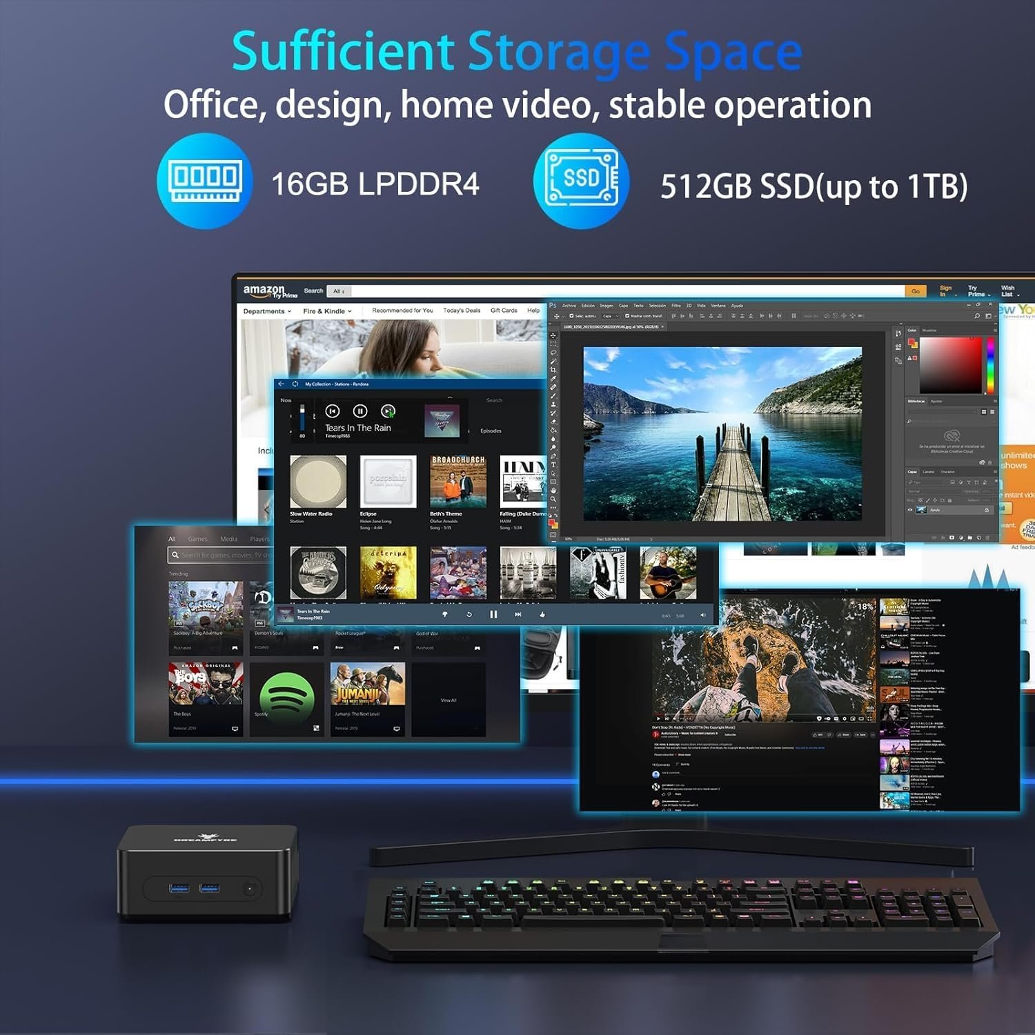 Міні ПК Dreamfyre DR01B / Intel Alder Lake N150 / RAM 16GB / SSD 512GB / 2 х HDMI / LAN / Wi-Fi 5 / Bluetooth 4.2 / Windows 11 / Чорний, фото №5 Міні ПК Dreamfyre DR01B / Intel Alder Lake N150 / RAM 16GB / SSD 512GB / 2 х HDMI / LAN / Wi-Fi 5 / Bluetooth 4.2 / Windows 11 / Чорний, фото №5