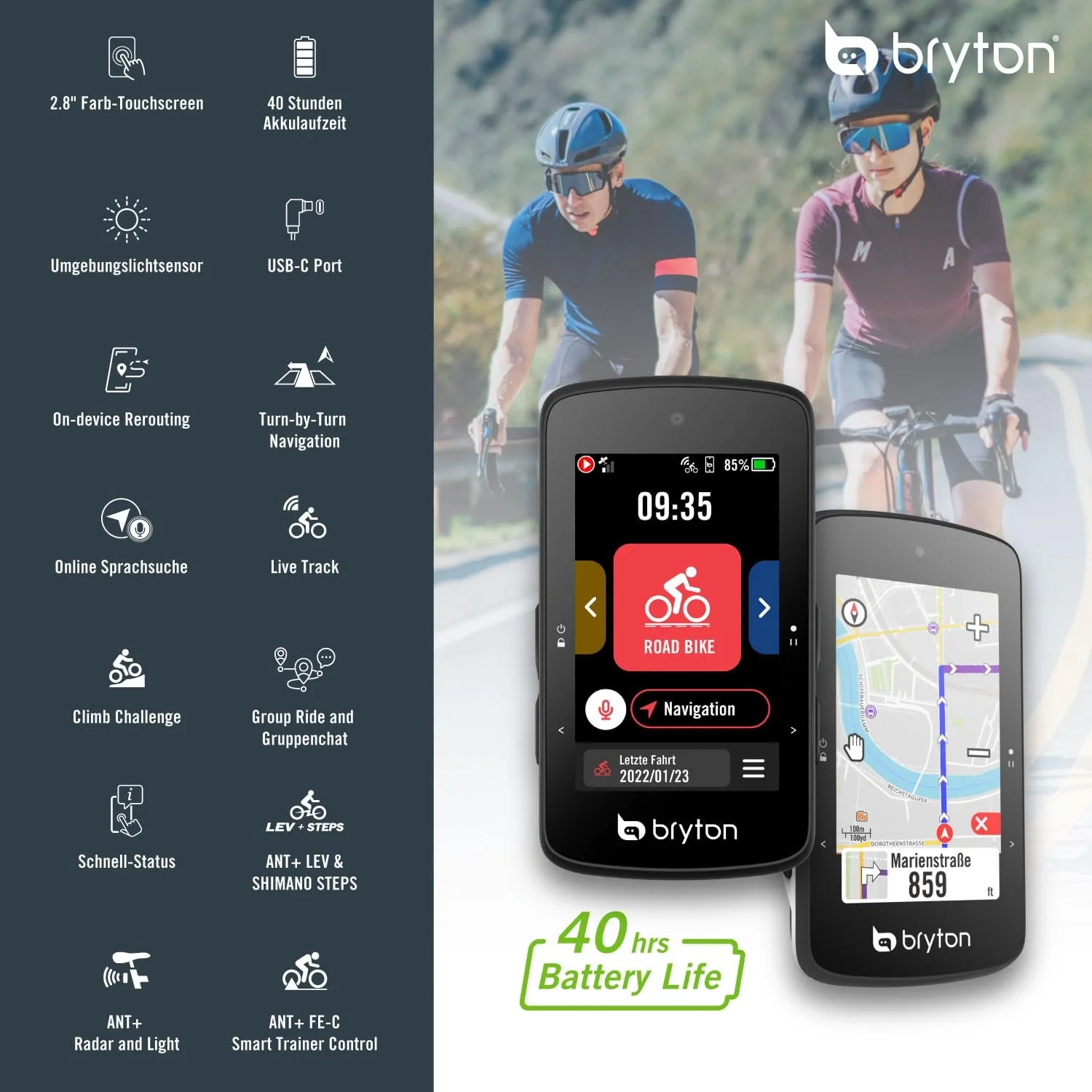 Велокомпьютер Bryton Rider 750SE 2.8 дюйма Цветной сенсорный LCD GPS Автономные карты EU Черный, фото №7