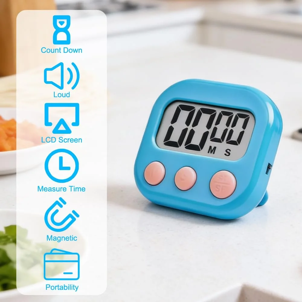 Магнітний кухонний таймер Digital Timer (набір 10 шт.) з LCD-дисплеєм та складаною підставкою, фото №4