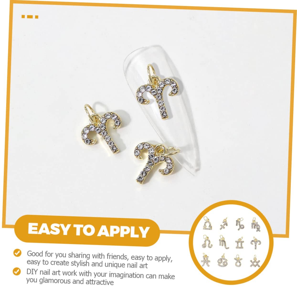 Набор украшений для ногтей Healeved 12 созвездий, сверкающие подвески для ногтей, изготовленные из страз, 3D стразы, аксессуары для маникюра со стразами, фото №2