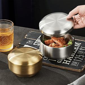 Миска для каші UPTALY з кришкою, Кружка, тип A, нержавіюча сталь 18/10, золотий synthetic.ua - Фото 1
