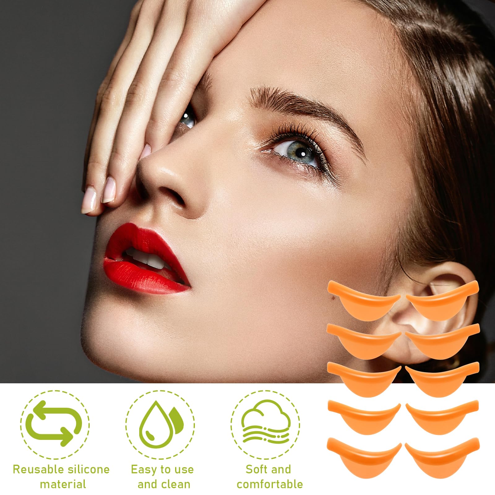 Подушечки для завивки вій WLLHYF Lash Lift Shield Silicone Lash Lift Lamination Pad 10 шт/5 розмірів C Curl Помаранчевий, фото №2