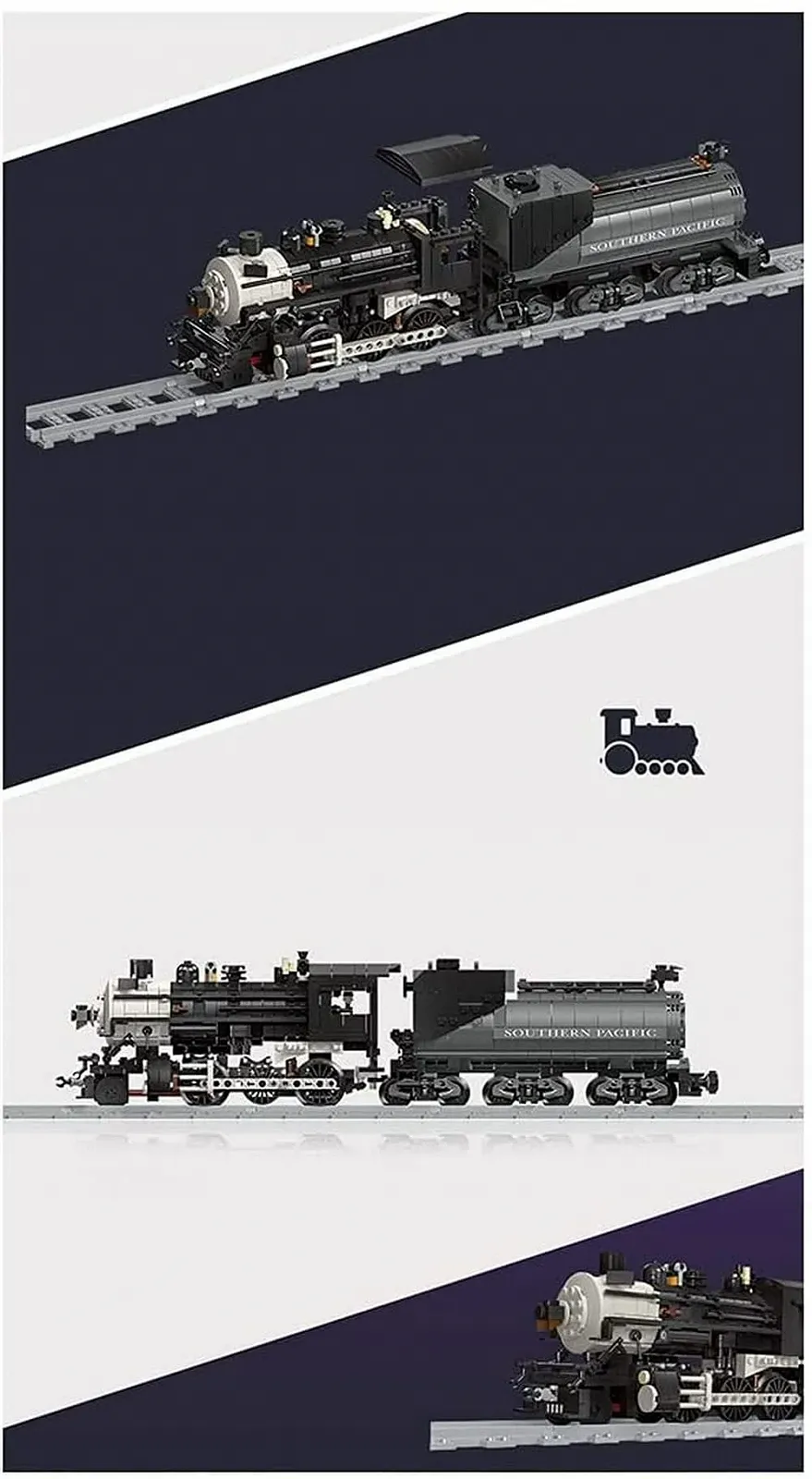Конструктор Pasyru Ретро Паровоз, 1136+ деталей, Міський Паровоз Модель Будівельний Набір з Рейковим Набором (59003), фото №2