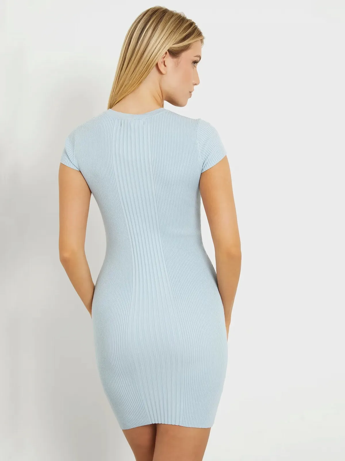 Женское вязаное платье-мини GUESS JEANS / Голубое / Размер S, фото №5