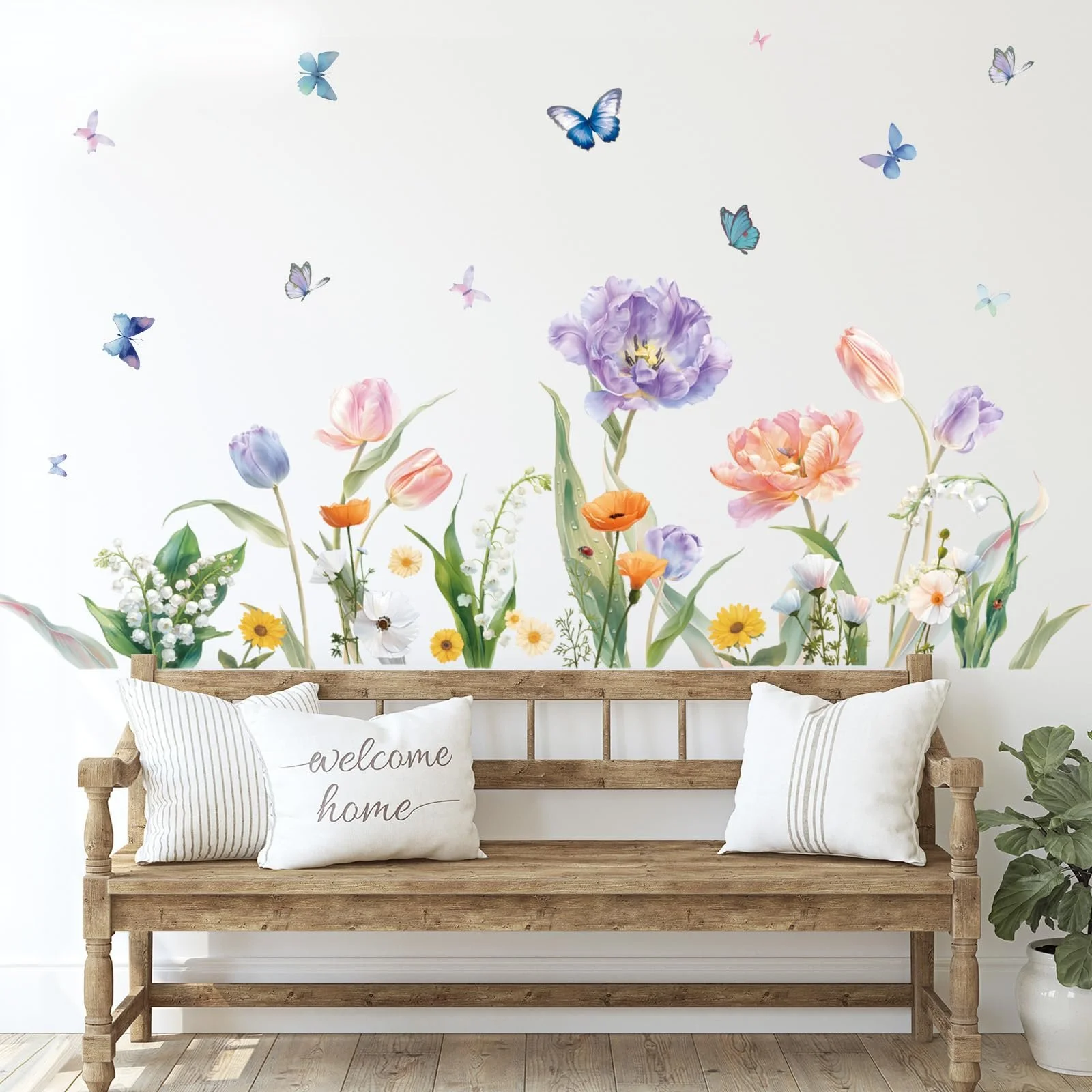 Наклейка на стіну SHUCHING Акварельні тюльпани Самоклеюча, фото №2 Наклейка на стіну SHUCHING Акварельні тюльпани Самоклеюча, фото №2