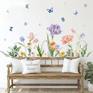 Наклейка на стіну SHUCHING Акварельні тюльпани Самоклеюча synthetic.ua - Фото 1